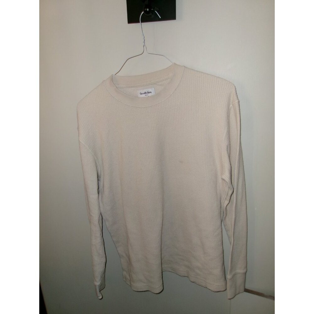 Goodfellow & Co Waffle Knit Long Sleeve Thermal Shirt Cream Size M